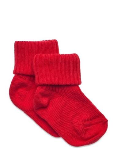 Cotton Rib Baby Socks Sokker Strømper Red Mp Denmark