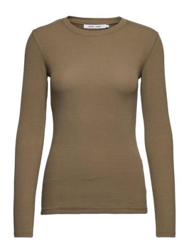 Alexa Ls 7542 Tops T-shirts & Tops Long-sleeved Khaki Green Samsøe Sam...