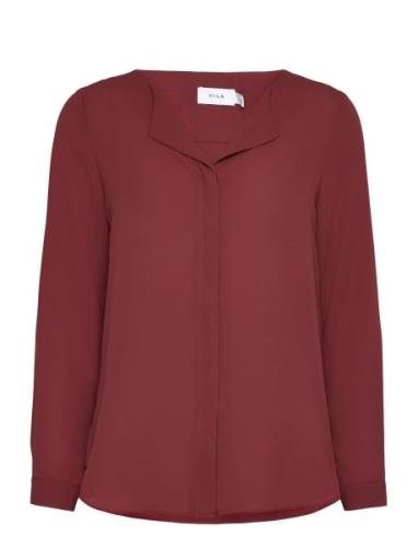 Vilucy L/S Shirt - Noos Tops Blouses Long-sleeved Burgundy Vila