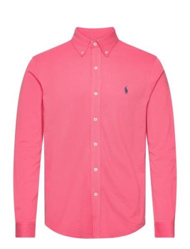 Featherweight Mesh-Lsl-Knt Designers Shirts Casual Pink Polo Ralph Lau...