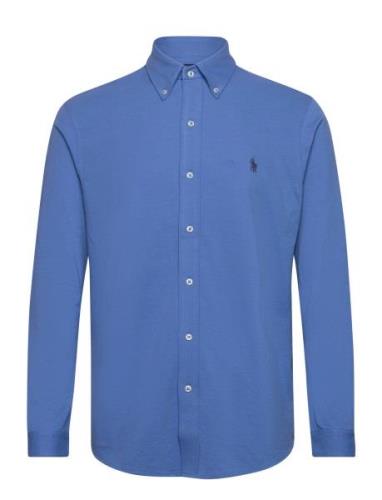 Featherweight Mesh-Lsl-Knt Designers Shirts Casual Blue Polo Ralph Lau...