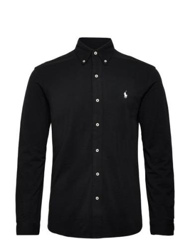 Featherweight Mesh-Lsl-Knt Designers Shirts Casual Black Polo Ralph La...
