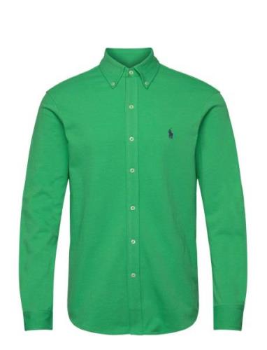 Featherweight Mesh-Lsl-Knt Designers Shirts Casual Green Polo Ralph La...