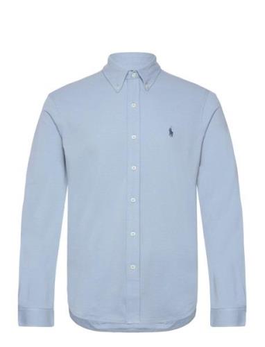 Featherweight Mesh-Lsl-Knt Designers Shirts Casual Blue Polo Ralph Lau...