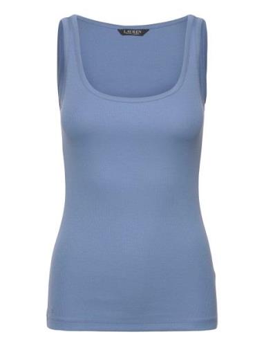 Cotton-Blend Tank Top Tops T-shirts & Tops Sleeveless Blue Lauren Ralp...