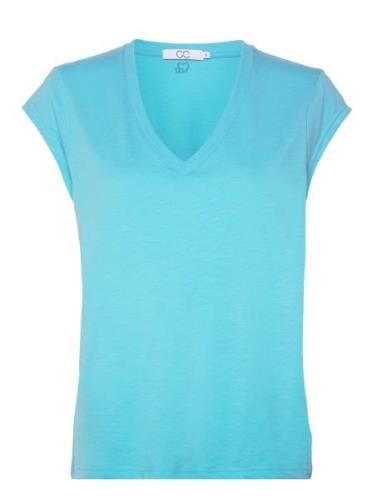 Cc Heart V-Neck T-Shirt Tops T-shirts & Tops Short-sleeved Blue Coster...