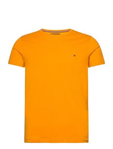 Stretch Slim Fit Tee Tops T-shirts Short-sleeved Orange Tommy Hilfiger