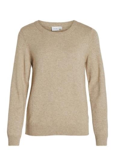 Viril O-Neck L/S Knit Top - Noos Tops Knitwear Jumpers Beige Vila