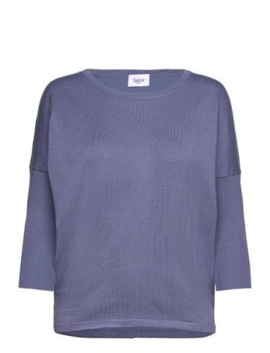 A2561, Milasz R-Neck Pullover Tops Knitwear Jumpers Blue Saint Tropez