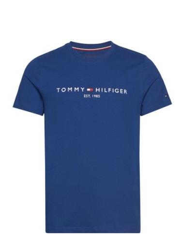 Tommy Logo Tee Tops T-shirts Short-sleeved Navy Tommy Hilfiger