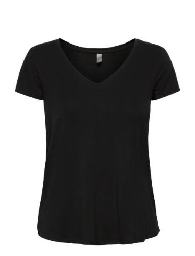 Cupoppy V-Neck T-Shirt Tops T-shirts & Tops Short-sleeved Black Cultur...