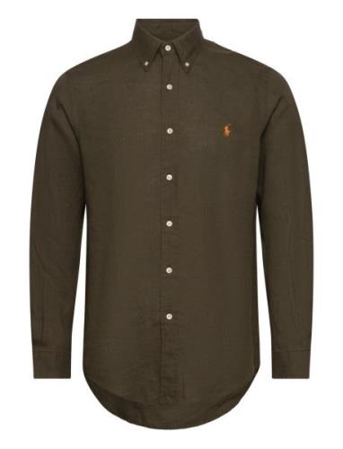 Custom Fit Linen Shirt Tops Shirts Casual Green Polo Ralph Lauren