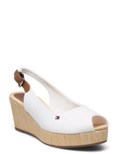 Iconic Elba Sling Back Wedge Sko Wedge White Tommy Hilfiger