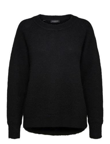 Slflulu Ls Knit O-Neck B Noos Tops Knitwear Jumpers Black Selected Fem...