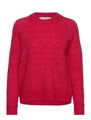 Slflulu Ls Knit O-Neck Noos Tops Knitwear Jumpers Red Selected Femme