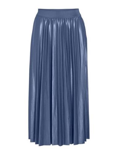 Vinitban Midi Skirt - Noos Knelangt Skjørt Blue Vila