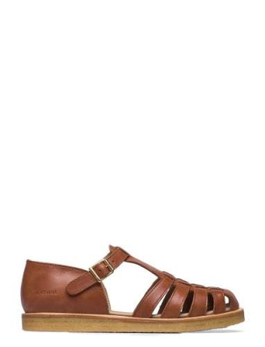 Sandals - Flat - Closed Toe - Op Flate Sandaler Brown ANGULUS