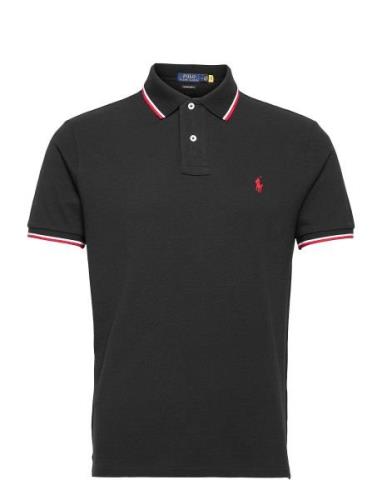 Custom Slim Fit Mesh Polo Shirt Tops Polos Short-sleeved Black Polo Ra...