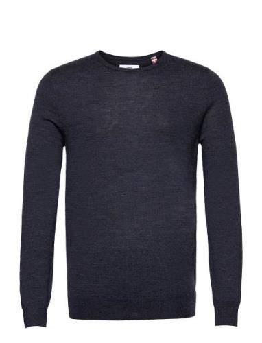 Johs Merino Crew Neck Knit Tops Knitwear Round Necks Blue Kronstadt