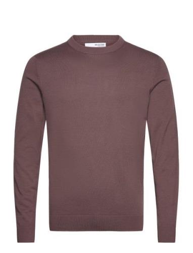 Slhtown Merino Coolmax Knit Crew Noos Tops Knitwear Round Necks Brown ...