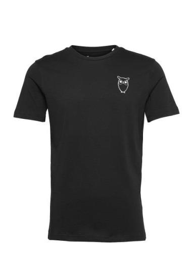 Owl Chest Tee - Gots/Vegan Tops T-shirts Short-sleeved Black Knowledge...