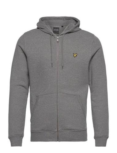 Zip Through Hoodie Tops Sweat-shirts & Hoodies Hoodies Grey Lyle & Sco...