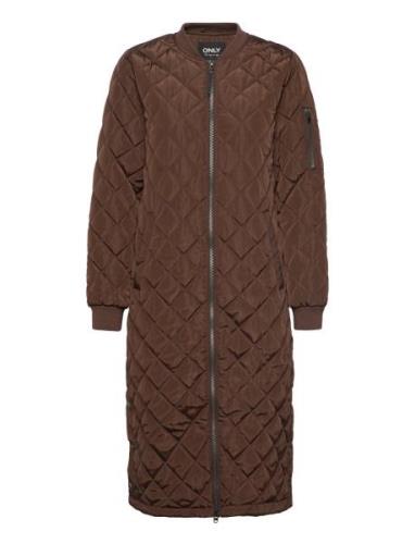 Onljessica Quilted Coat X-Long Otw Vattert Jakke Brown ONLY