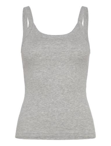 Basic Rib Singlet Tops T-shirts & Tops Sleeveless Grey Gina Tricot