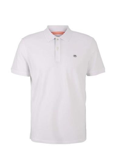 Basic Polo With Contrast Tops Polos Short-sleeved White Tom Tailor