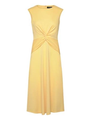 Twist-Front Jersey Dress Knelang Kjole Yellow Lauren Ralph Lauren