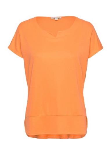 T-Shirt Fabric Mix Tops T-shirts & Tops Short-sleeved Orange Tom Tailo...