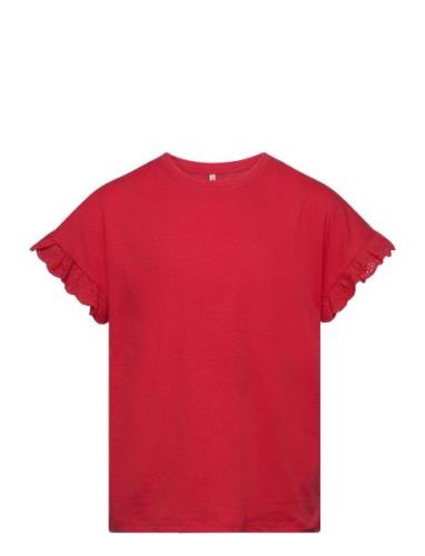 Kogiris S/S Emb Top Jrs Tops T-shirts Short-sleeved Red Kids Only