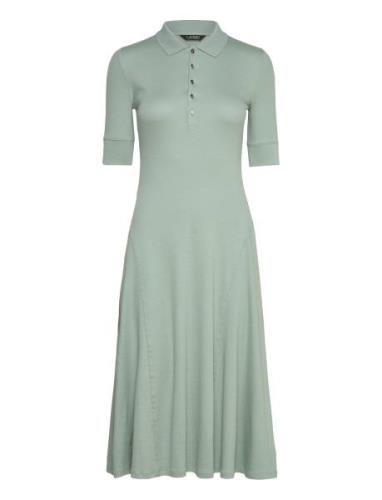 Cotton-Blend Polo Dress Knelang Kjole Green Lauren Ralph Lauren