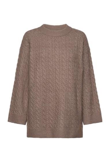 Vmheidi Wide Ls O-Nk Long Pullove Ga Boo Tops Knitwear Jumpers Brown V...