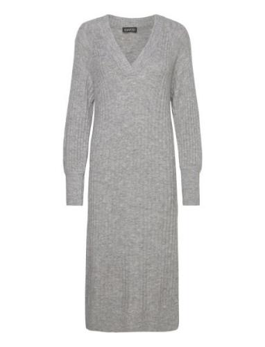 Slrakel V-Neck Dress Knelang Kjole Grey Soaked In Luxury