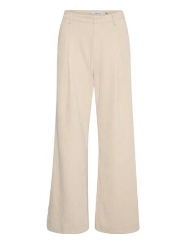 Elnoragz Hw Pants Bottoms Trousers Wide Leg Cream Gestuz