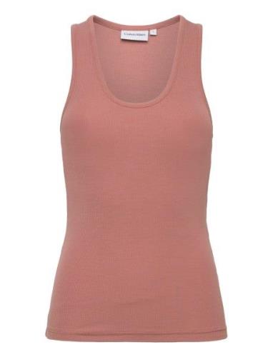 Modal Rib Tank Tops T-shirts & Tops Sleeveless Pink Calvin Klein