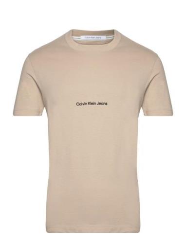 Institutional Tee Tops T-shirts Short-sleeved Beige Calvin Klein Jeans