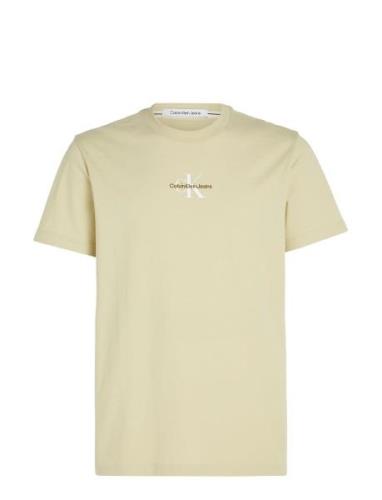 Monologo Regular Tee Tops T-shirts Short-sleeved Beige Calvin Klein Je...