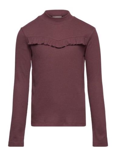 T-Shirt Rib Ls Rosetta Tops T-shirts Long-sleeved T-shirts Purple Whea...