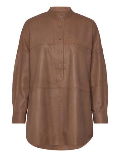 Shirt Tops Shirts Long-sleeved Brown DEPECHE