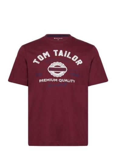 Logo Tee Tops T-shirts Short-sleeved Burgundy Tom Tailor