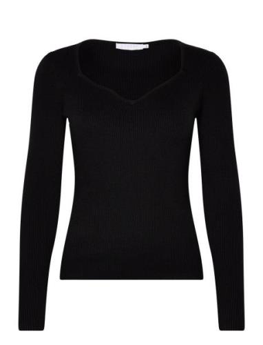 Knit With Heart Shape Neck Tops Knitwear Jumpers Black Coster Copenhag...