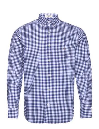Reg Poplin Gingham Shirt Tops Shirts Casual Blue GANT