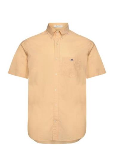 Reg Classic Poplin Ss Shirt Tops Shirts Short-sleeved Yellow GANT