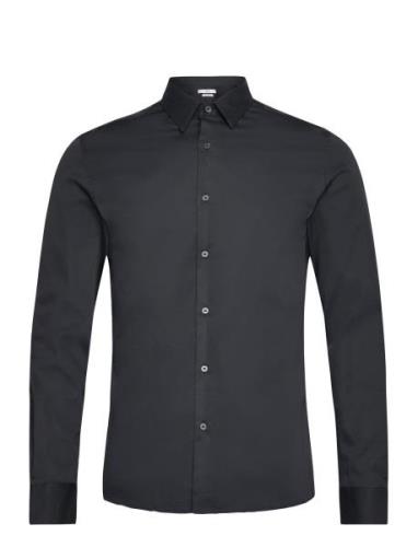 Super Slim-Fit Poplin Suit Shirt Tops Shirts Business Black Mango