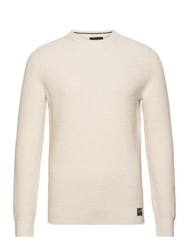 Textured Crew Knit Jumper Tops Knitwear Round Necks Cream Superdry