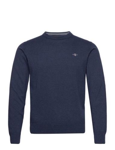 Classic Cotton C-Neck Tops Knitwear Round Necks Navy GANT