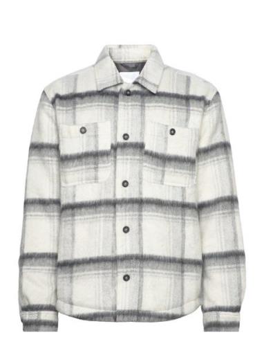 Padded Checked Overshirt Tops Overshirts White Lindbergh