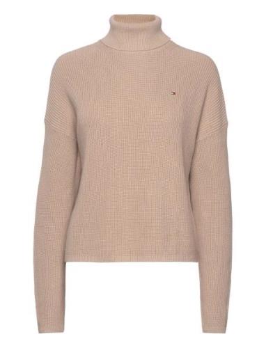 Co Cardigan Stitch Funnel-Nk Swt Tops Knitwear Turtleneck Beige Tommy ...